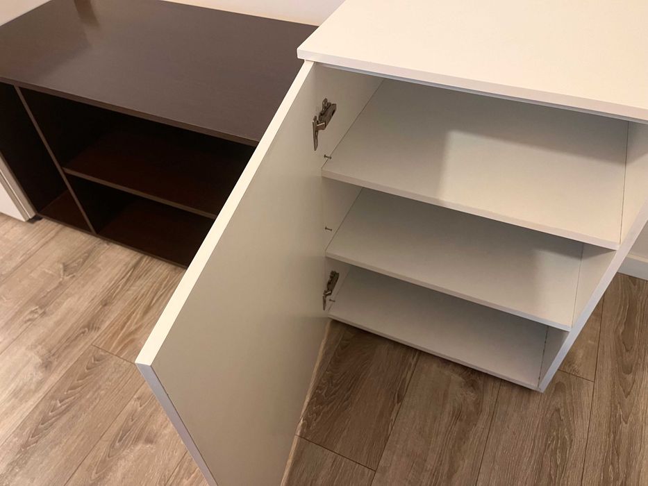 Móvel de Sala + Mesa de Centro | Feito por Carpinteiro | Branco Lacado e Wengué