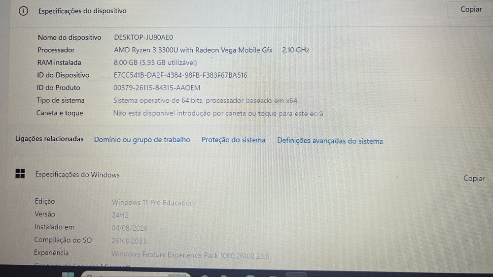 HP 255 G7 Ryzen 3 3300U/8Gb RAM/SSD/Gráfica 2Gb