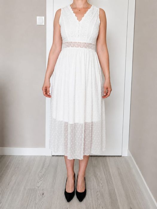 Sukienka boho midi biała S