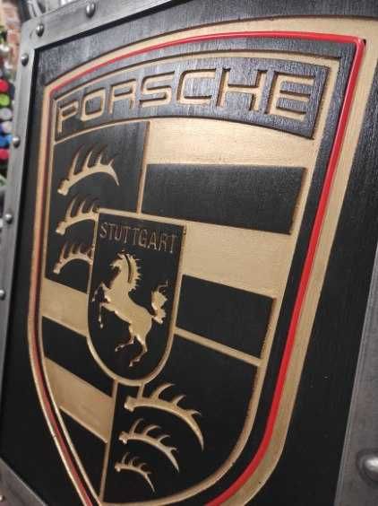 Stylowy Herb Porsche – Podświetlany Obraz LED