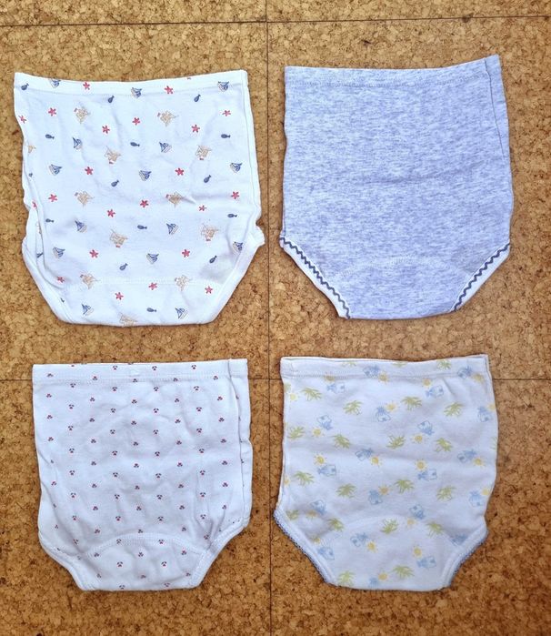 Conjunto de 4 tapa fraldas 100% algodão, tamanho 12 meses