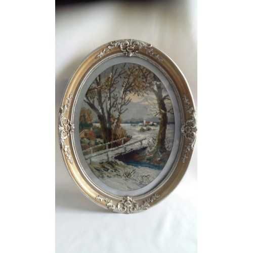 Картина вышивка болгарский стиль, Зима, Болгария, 1930 г.