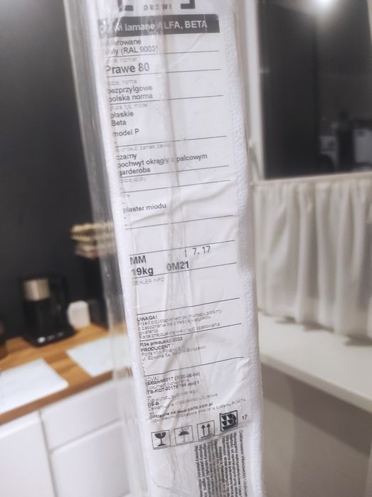 Drzwi wewnątrzne łamane pełne Porta Beta białe 80