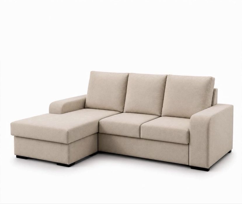 Sofá 2L + Chaise Long Reversível Santoro 2 Bege – Como Novo