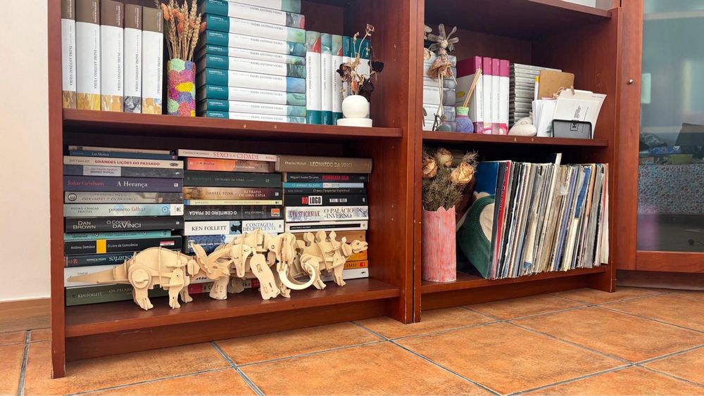 Conjunto ds 4 móveis de sala madeira e vidro