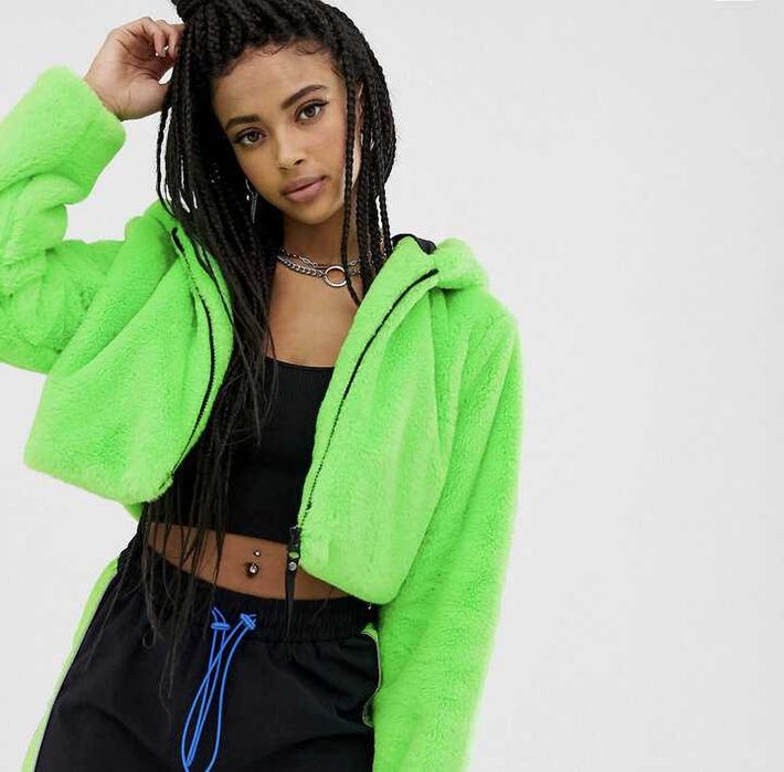 Bluza futerko ocieplacz kurtka polar neon