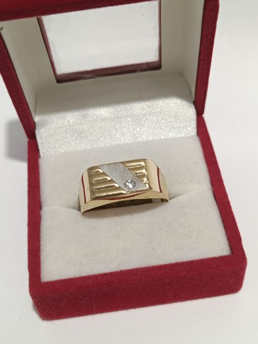 Złoty sygnet z cyrkonią roz. 26 złoto próby 585