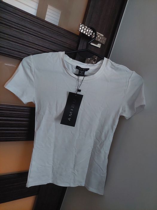 Dopasowany biały t-shirt amisu new yorker xs