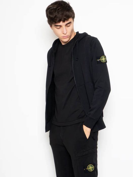 Зіп худі STONE ISLAND 1:1 оригінал люкс преміум якість зіпка стон айленд чорна чоловіча жіноча унісекс кофта світшот