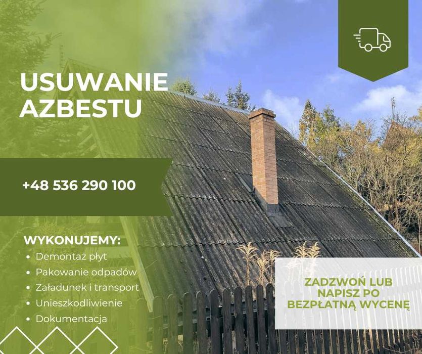 Wymiana dachu z eternitu, odbiór i utylizacja azbestu