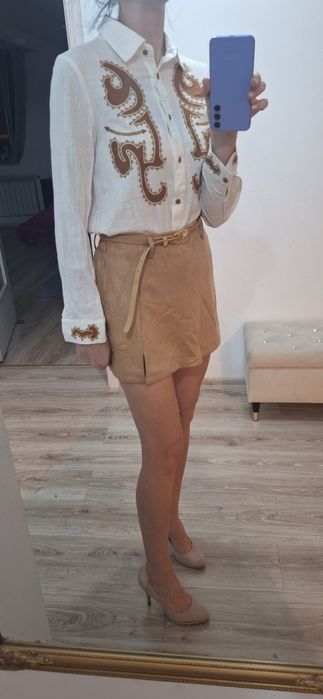 Koszula damska z wstawkami brązu. Nowa