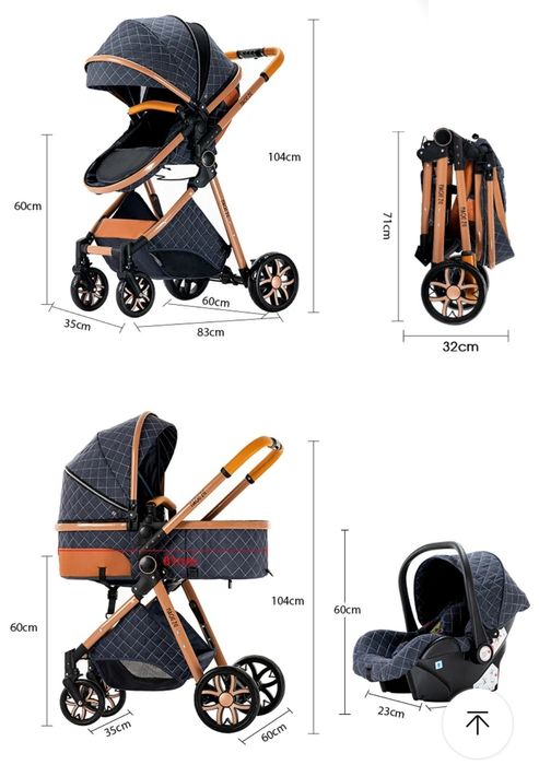 Carrinho de bebé bege Trio Novo