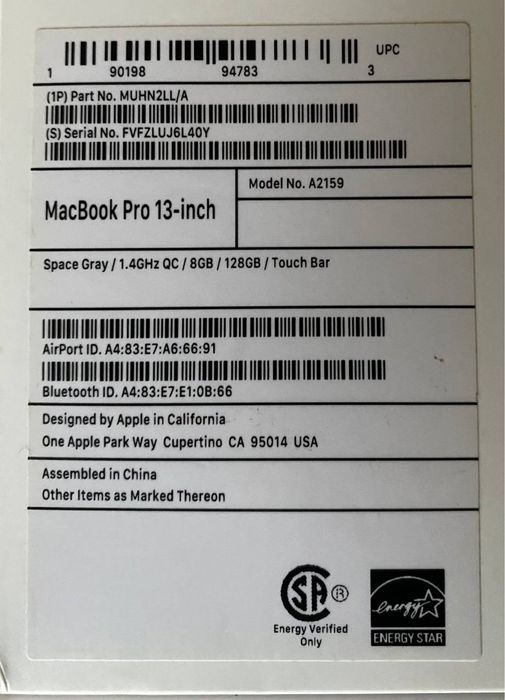 MacBook Pro 13 2020 Space Gray