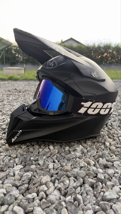 Kask Cross Airoh Wraap Czarny, XS(S) 53-54 + gogle