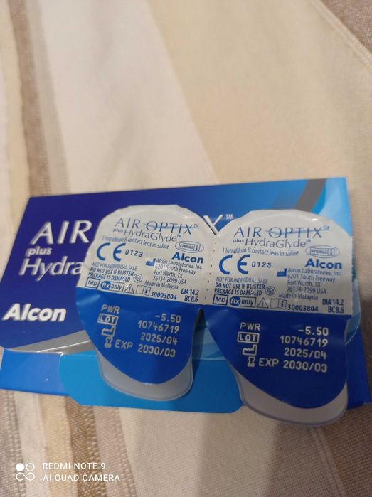 Soczewki kontaktowe miesięczne Air Optix Hydraglyde, moc -5,5