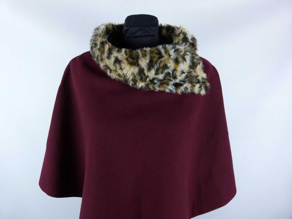 ponczo flausz bordo made in Italy uniwersalny / S