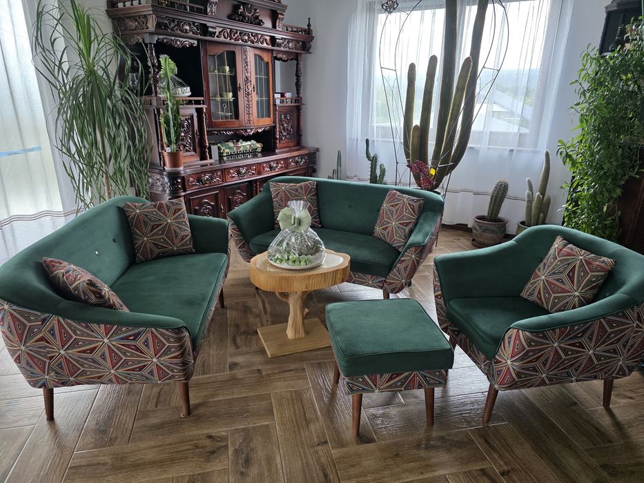 Wypoczynek 2x sofa, fotel  i pufa