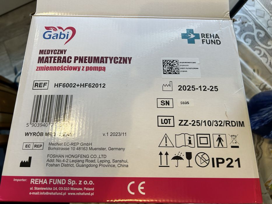 Materac pneumatyczny  przeciw odleżynowy