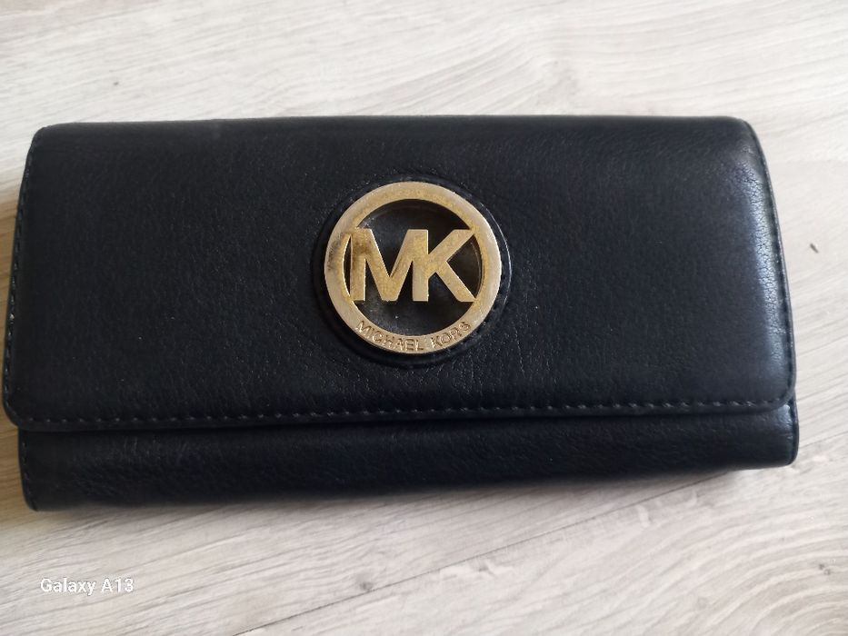 Skorzany oryginalny portfel duży Michael Kors