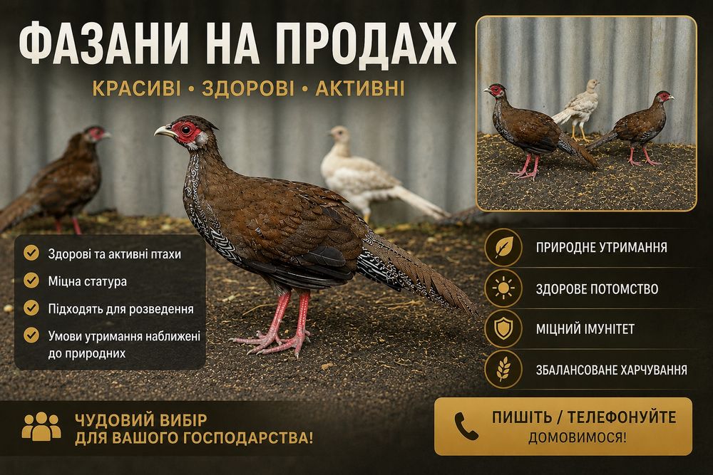 Срібні та лимонні фазани (молодняк)