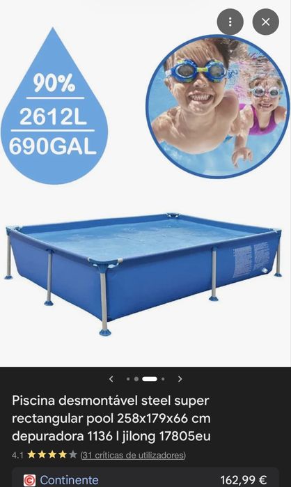 Piscina retangular azul