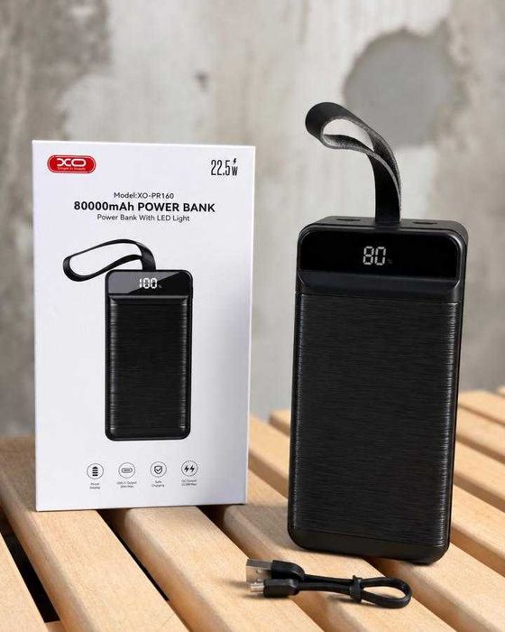 Повербанк XO PR160 80000mAh 22.5W з ліхтарем Без передоплат