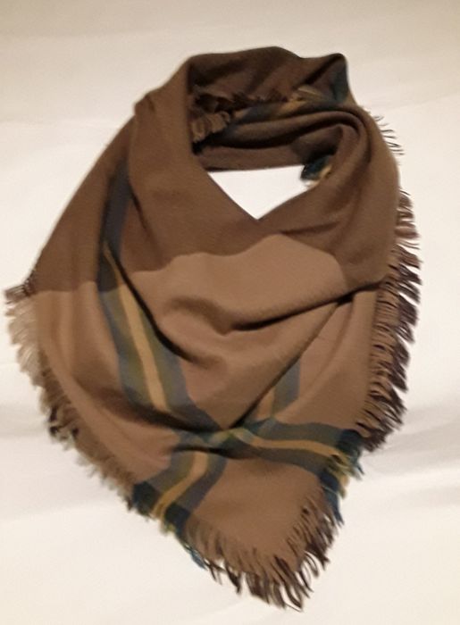 Lenço de inverno quadrado, tons de castanho, para Senhora