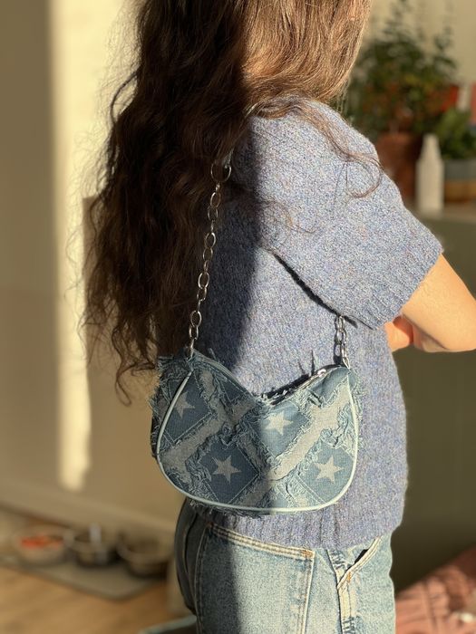 Jeansowa torebka patchwork Y2K gwiazdy grunge denim bag
