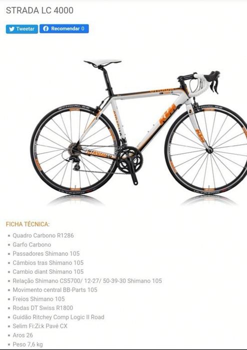 Bicicleta Estrada Carbono KTM