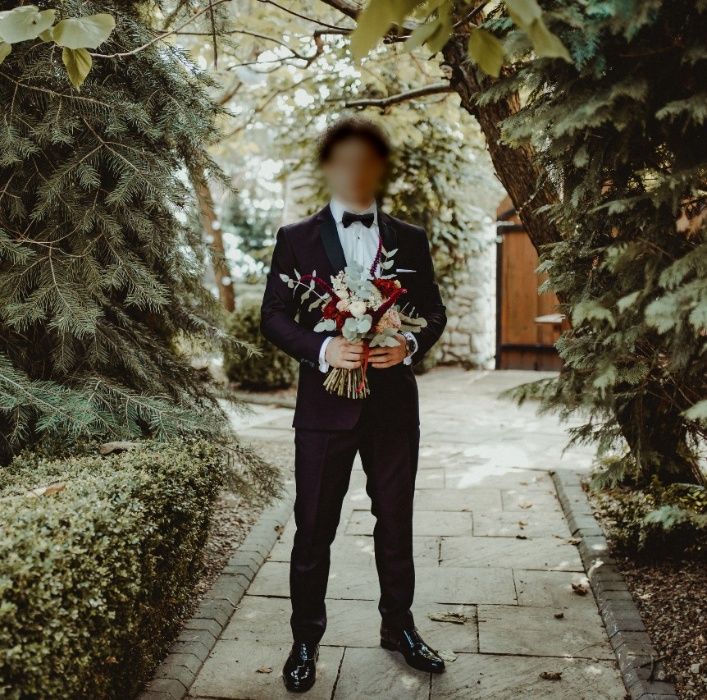 Garnitur ślubny burgundowy