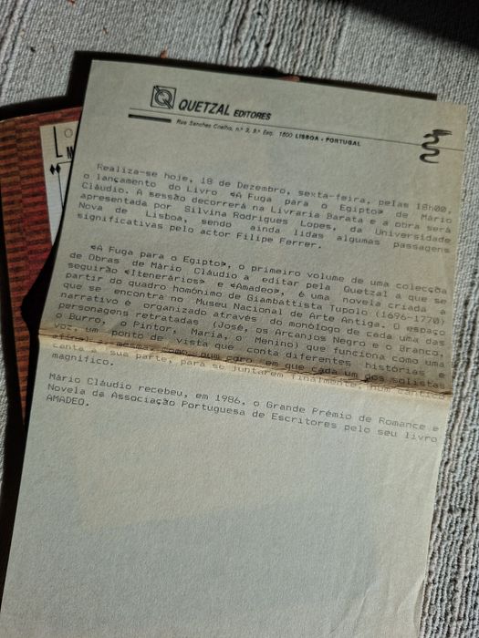 Mário Cláudio A Fuga para o Egipto