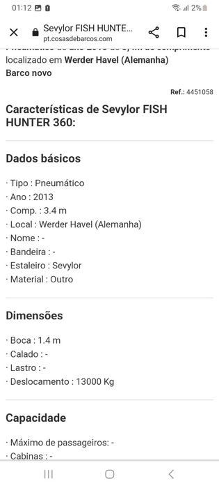 Bote Sevilor Fish Hunter HF360