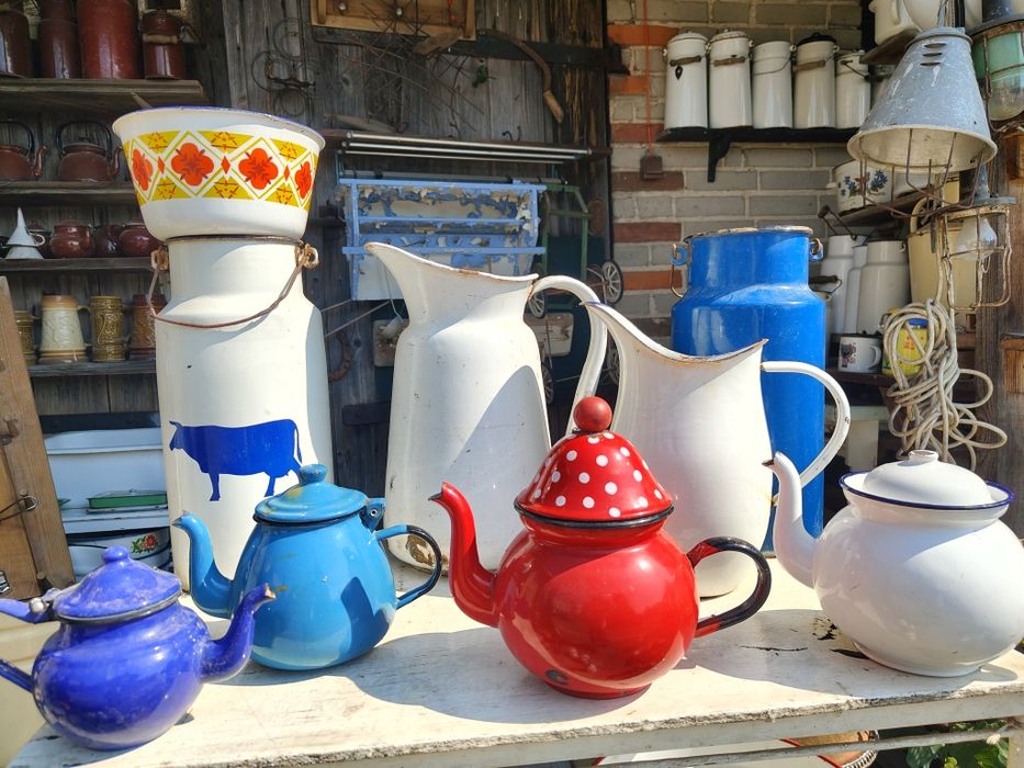 Kanki,dzbanki, misy emaliowane design vintage