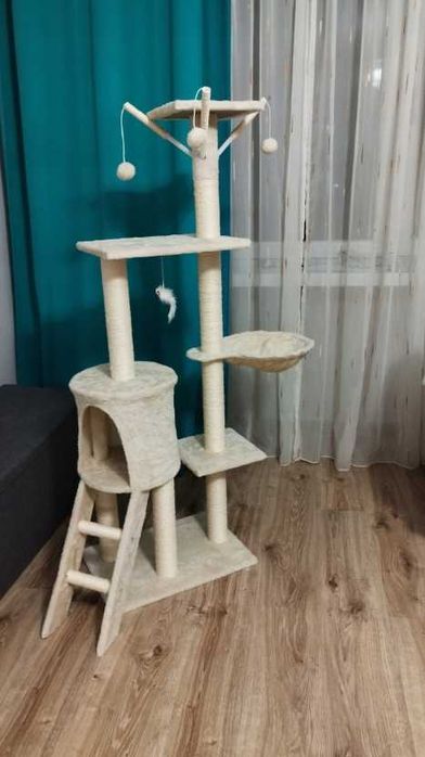 Drapak dla kota luksusowy NOWY wieża budka drabinka legowisko słupek