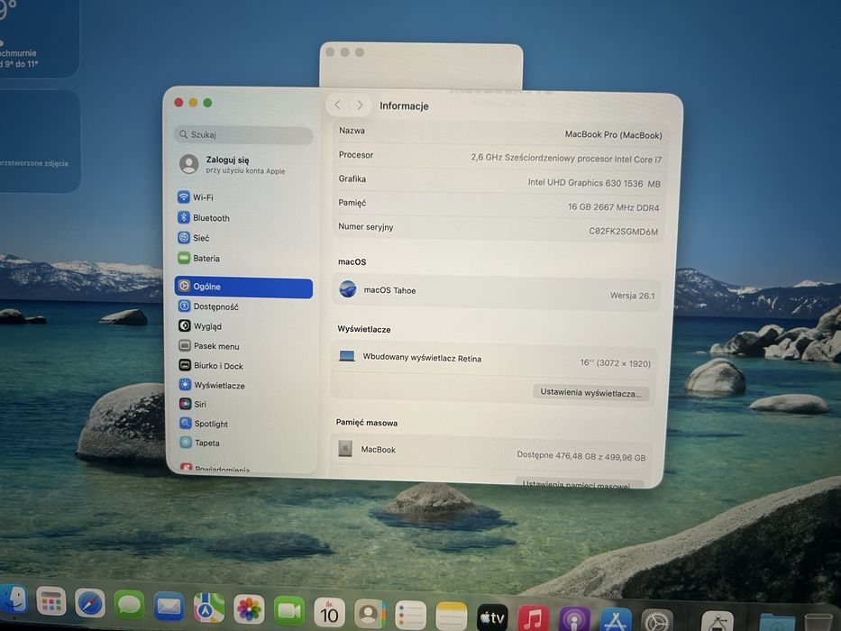 Apple MacBook Pro 16 cali A2141 i7 9gen. 4.5 GHz Turbo 512GB IDEALNY