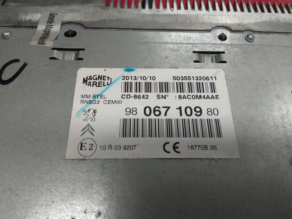 Rádio - 9806710980 - CITROËN C4 II (NC_)