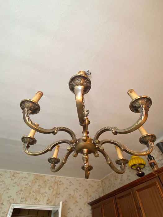Stary mosiężny żyrandol 6 ramienny