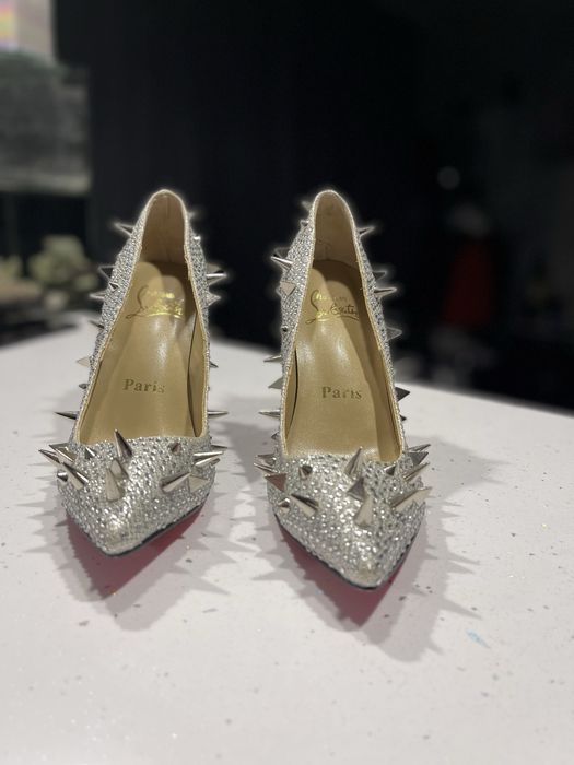 Туфли Christian Louboutin Strass & Spikes Silver | Оригинал | Идеал