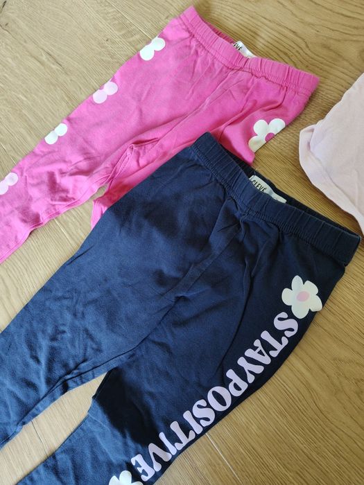 Legginsy 98 dwupak+bluzka