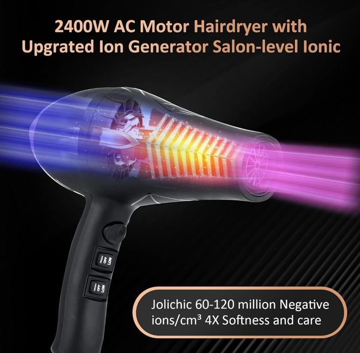 Suszarka do włosów Jolichic Professional silnik jonowy AC o mocy 2400W