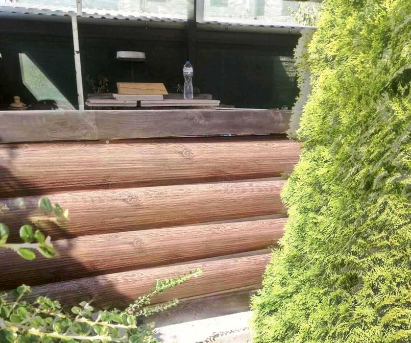 Металлический блок хаус Blocke house венге, Профнастил.