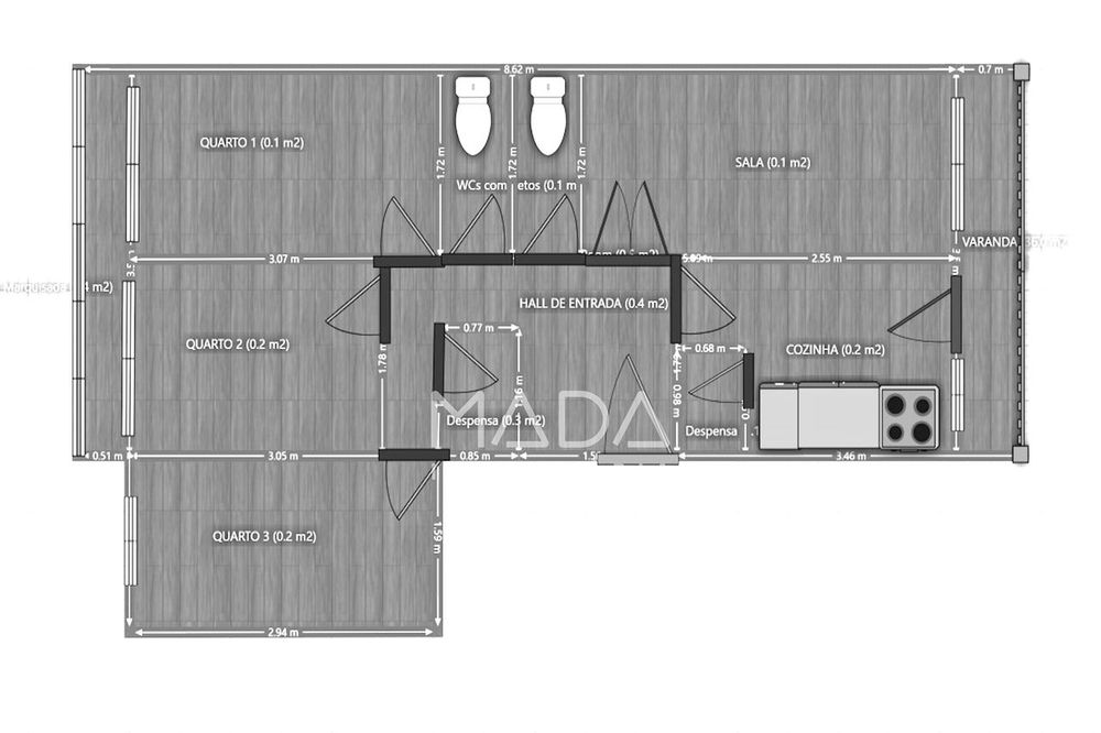 Apartamento T3 c/garagem fechada em São Victor, Braga