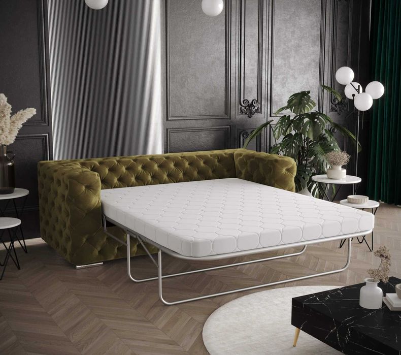 Sofa Chesterfield Rozkładana Funkcja Spania Elegancka VeroLux