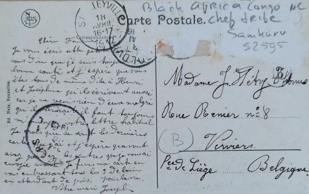 Postal Congo Belge. Chef Samkuru