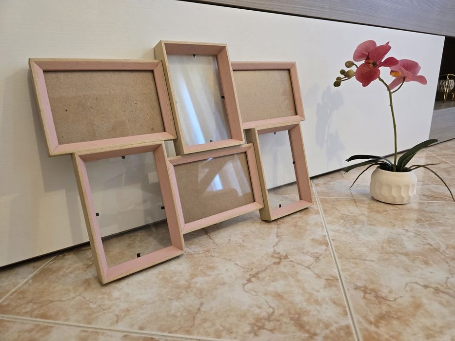 Moldura rosa para várias fotos! Como nova!