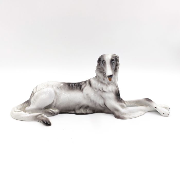 Wałbrzych Pies Chart Porcelana Vintage Retro