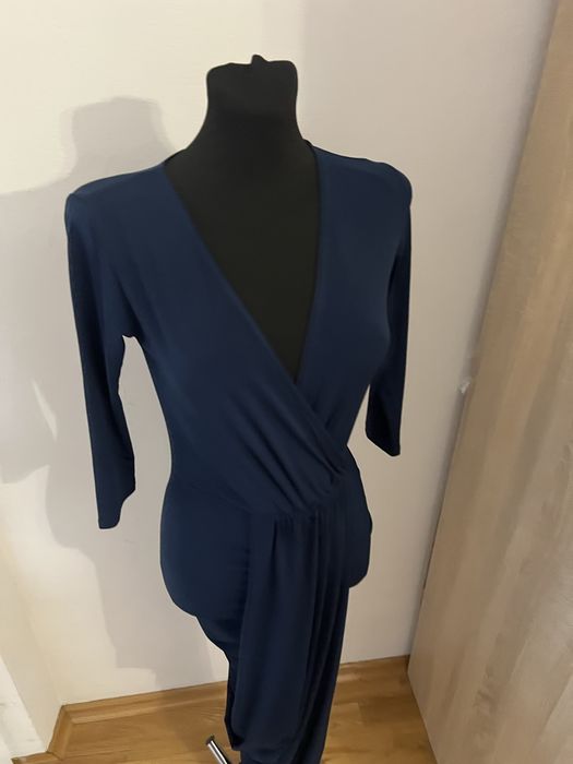 Granatowa sukienka elegancka wieczorowa długa S