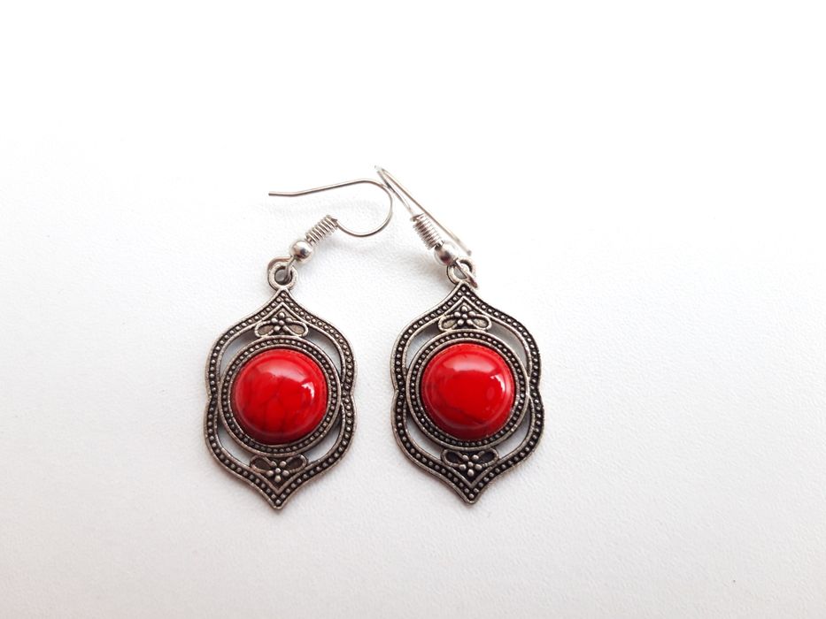 2 pares de brincos étnicos (vermelho + azul turquesa) - NOVOS