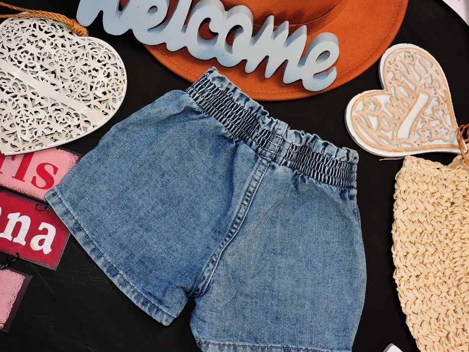 H&M - denimowe szorty jeans , pas marszczona guma r 92