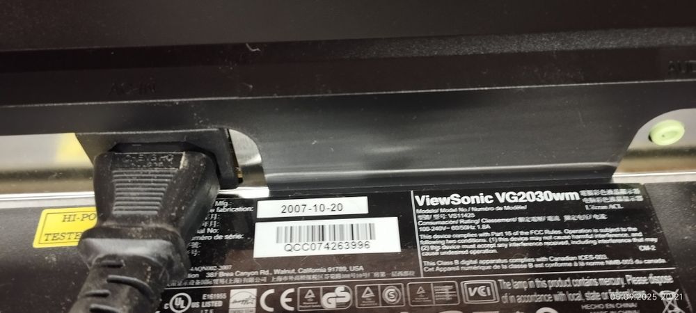 Монітор ViewSonic VG2030WM Black | 20 дюймів | DVI + VGA | Без дефекті